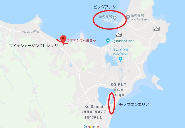 サムイ島カオマンガイ屋map